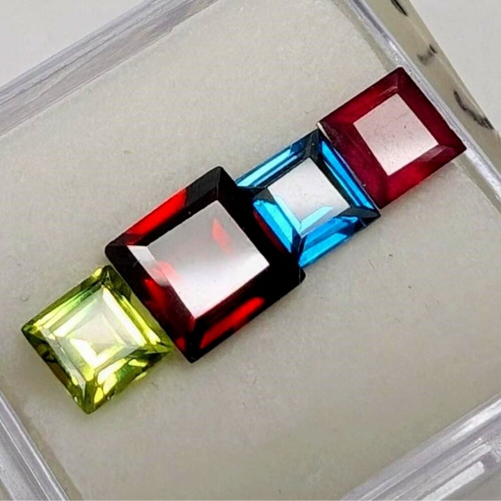Loose genuine Ruby Peridot Topaz Garnet 3-4 Ct total.